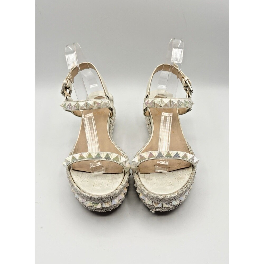 Christian Louboutin White Iridescent Platform Sandals Cataclou 60 Size EU 38 - Picture 3 of 12